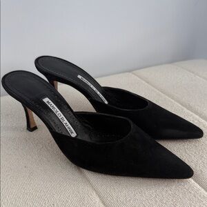 Manolo Blahnik Black Suede Mules